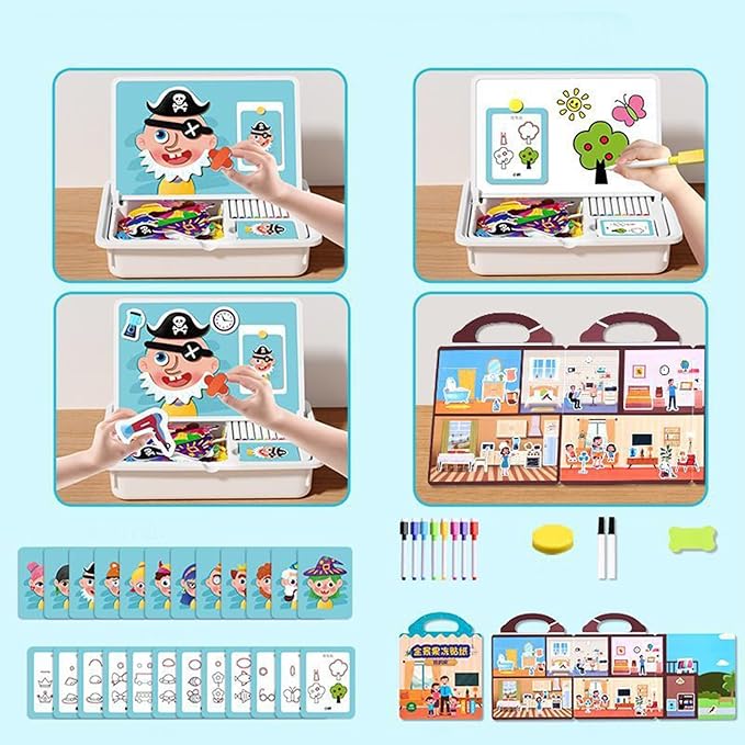 Magnetic Puzzle – 25x8x33cm | Magnetic Puzzles Face Dress Up Travel Game| Ma-gnetic Dress-Up Puzzles Jigsaw Puzzle Drawing Board | Educational Learning Toy for Toddler Kids Ages 3–6