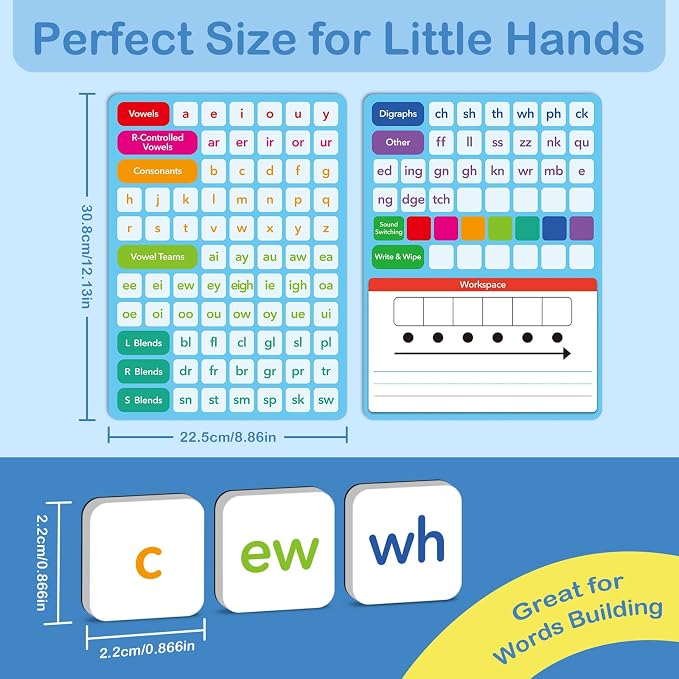 Aizweb Phonics Magnetic Letter Tiles,All-in-one Magnetic Phonics Kit,Reading Spelling & Word Building Games with Dry-Erase Boards,Phonics Games for Preschool & Kindergarten Classroom Learning - Image 5