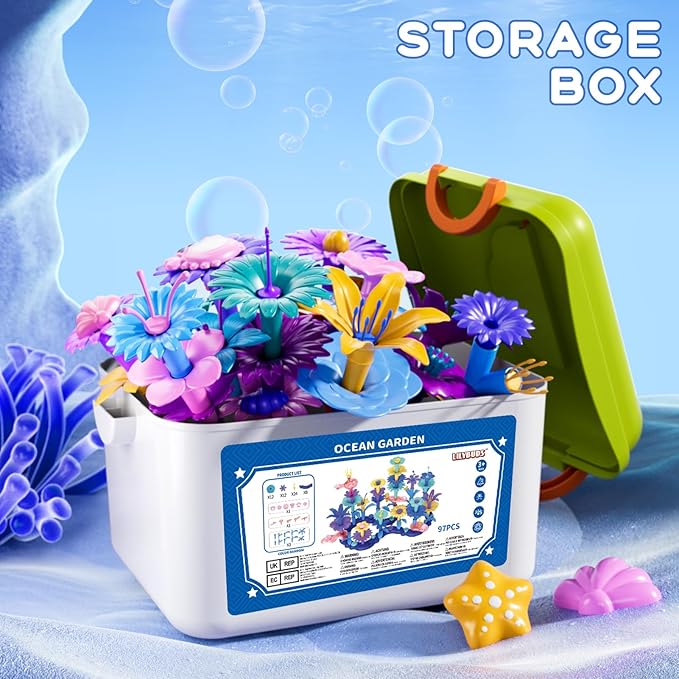 97 Pcs 3 Year Old Girl Gifts,Flower Garden Building Toy Set Toddlers Toys Gifts Best Educational Learning Fine DIY Crafts Stem Construction Stacking Kit,for 3 4 5 6 7 Year Kids Birthday