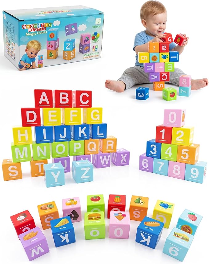 Magnetic Blocks for Toddlers,1.65in Large Montessori Building Cube for Kids by Foayex