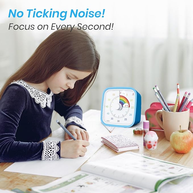 Yunbaoit Rainbow Visual Timer for Kids, 60-min Countdown Timer, Blue - Image 6