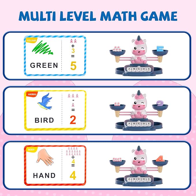 Snugzy Unicorns Balance Counting Toys Math Game Montessori Toys Learning Games for Kids Educational Toy Gifts for Boys Girls Age 5-7 - Image 5