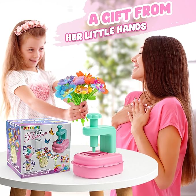 beefunni Flower Bouquet Craft Kits, DIY Arts and Crafts for Kids 4-6-8, Upgrade Colorful Flowers Toys for 4 5 6 7 8+Year Old Girl Birthday Gifts Ideas,Toddler Creative Educational Activities