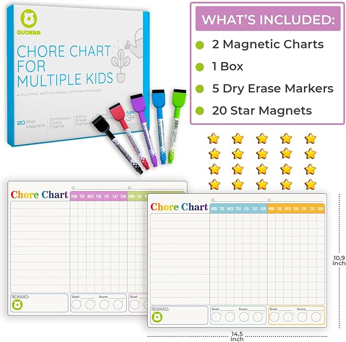 Magnetic Chore Chart for Kids Multiple Kids - Dry & Erase Board for Family - Image 2