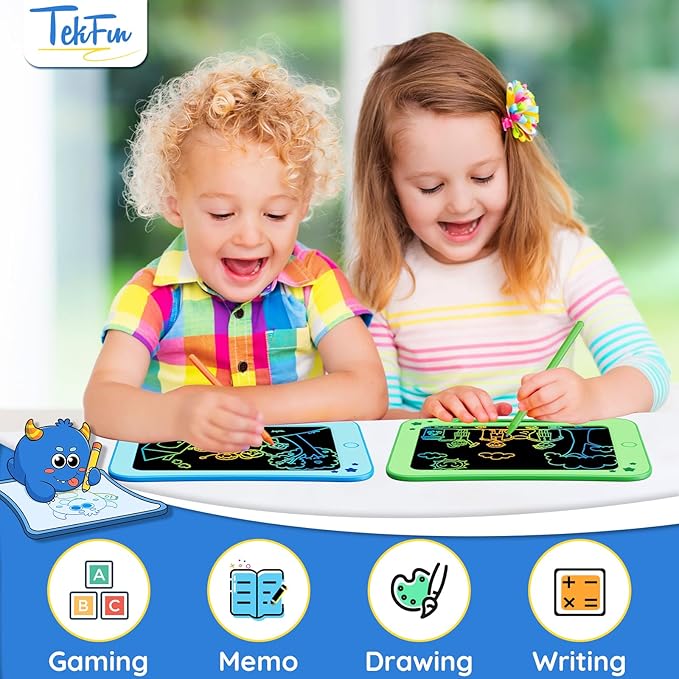 TEKFUN Toddler Kids Toys Gifts - 8.5 Inch LCD Writing Tablet Kids Doodle Board with Stickers Colorful Drawing Tablet, Kid Birthday Christmas Gifts Toys for 3 4 5 6 Years Old Boy (Blue)