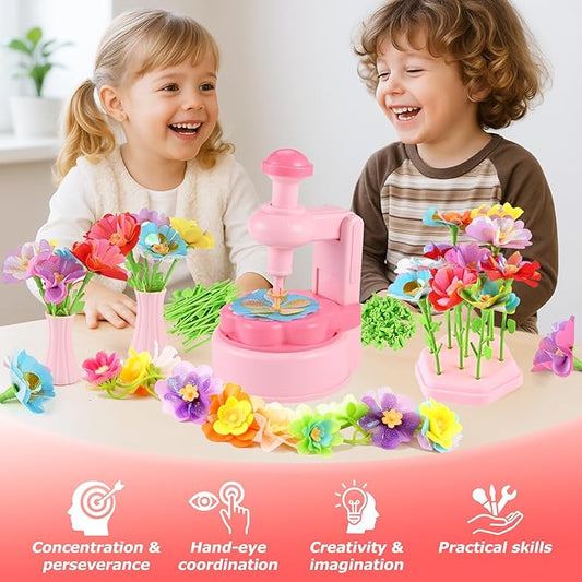 Casuenia Fabric Flower Bouquet Toys for Kids Ages 4-8, STEM Educational Arts & Crafts Toy, DIY Flower Craft Kits Creative Gift for 4 5 6 7 8 Years for Toddler Girl for Birthday Christmas