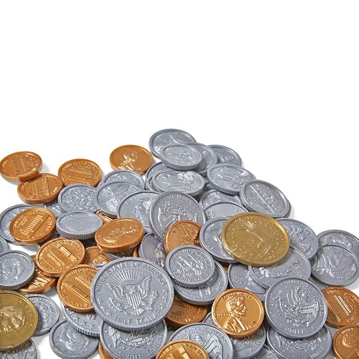 hand2mind Fake Money Coin Assorted Set, Detailed Fake Coins, Prop Money, Toy Money, Play Money for Kids, Realistic Money, Pretend Money for Kids Learning, Play Money Set, Plastic Coins (Set of 96) - Image 6