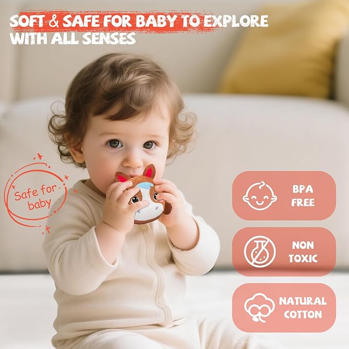Musical Baby Toys 6-12 Months, Surprise Barn with 7 PCS Stuffed Farm Animals, 4 Mode Sound and LED Lights, Montessori Sensory Toys for 6 12 Months, Ideals 6 7 8 9 Month Old Baby Gifts Toy