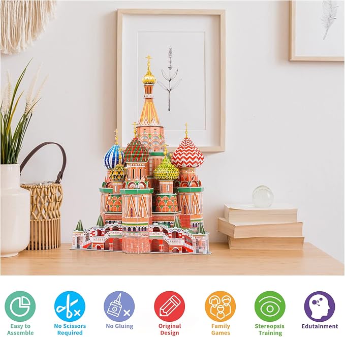 3D Puzzles for Adults & Kids St. Basil's Cathedral Building Set, Russia Cathedral Architecture Craft Model Kits, Educational 3D Jigsaw Puzzle Toy Birthday for Teens Boys Girls, 231 PCS - Image 7