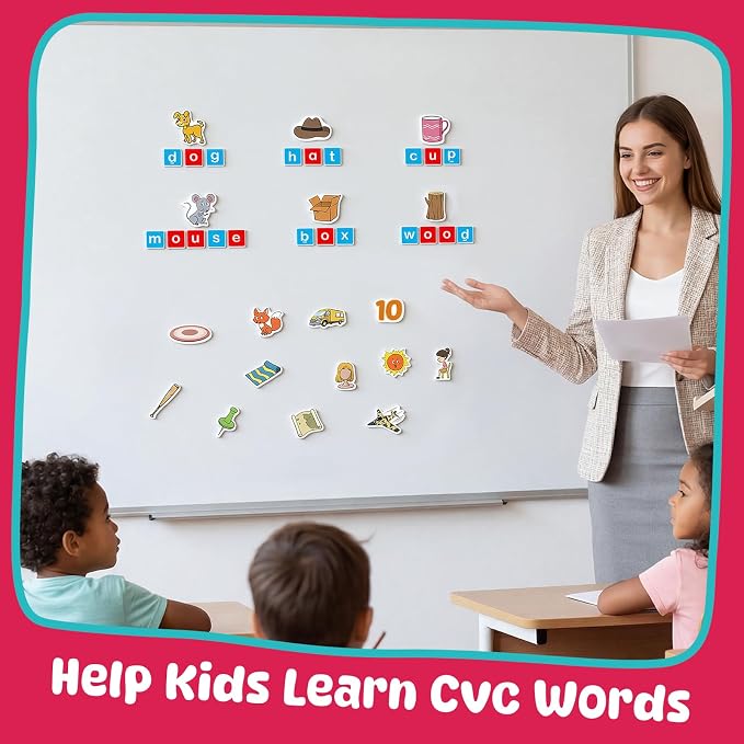 CVC Magnets Word Games,Fridge Magnets for Kids, 129Pcs Magnetic Letters - Image 6