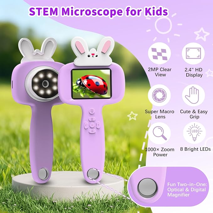 BLACKROOT Microscope for Kids, 2.4" Handheld Digital Pocket Microscope - Image 2