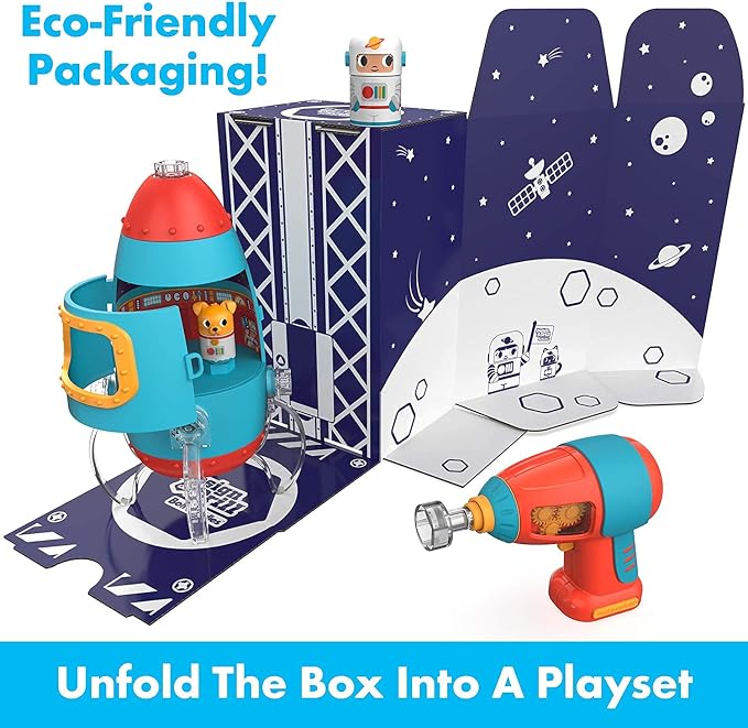 Educational Insights Design & Drill Bolt Buddies Rocket - Building Construction Toys for Toddlers 3-5, Take Apart Toy Rocket Kit, Kids Tool Set with Electric Toy Drill, Toddler STEM Toys - Image 6