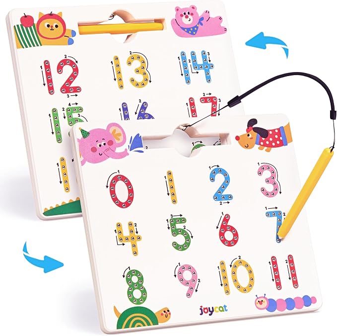 JoyCat Magnetic Animal Number Tracing Board, Double-Sided Numbers 1-20 by JOYCAT