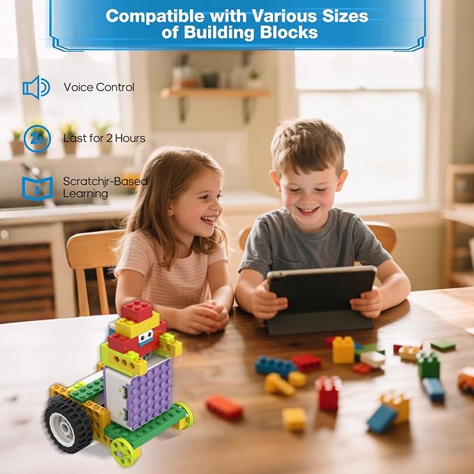 ICQbot 10 in 1 Coding Robot Kit,270+ Piece ScratchJr Learning Educational APP Remote Voice Programming Building Toys for Age 5+ Kids - Image 7