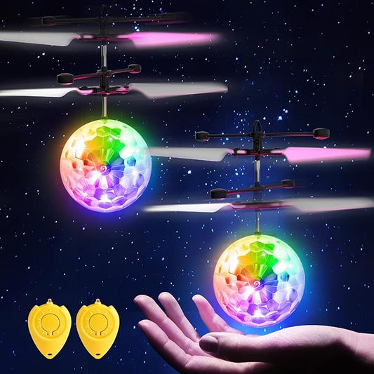 Flying Orb Ball, 2 Pack with Remote Control - LED Glowing Orbiter Toy for Indoor Outdoor Kids Games - Birthday Toys for Boys Girls Ages 6 7 8 9 10 12 Year Old