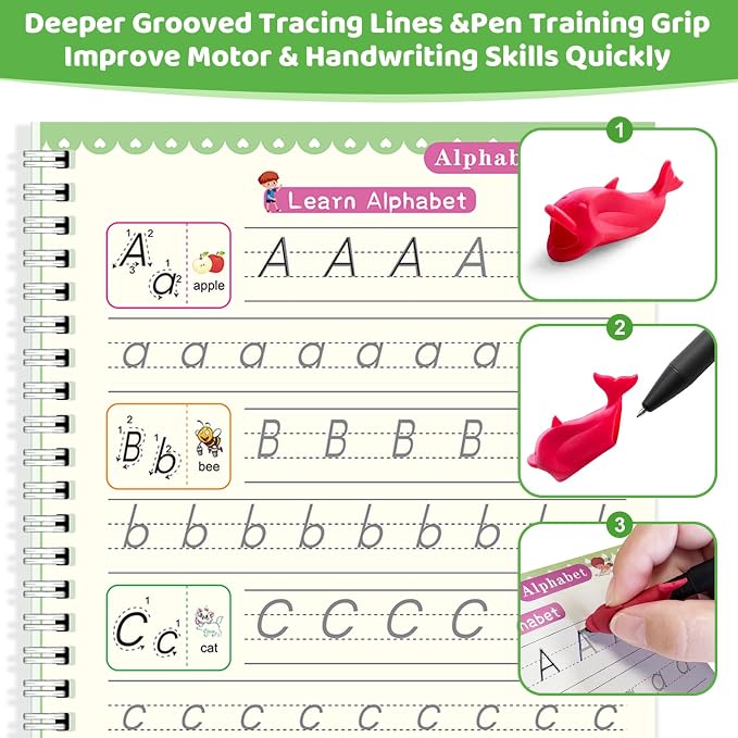 Magic Grooved Writing Practice Books for Kid, 8-in-1 Handwriting Kit - Image 5