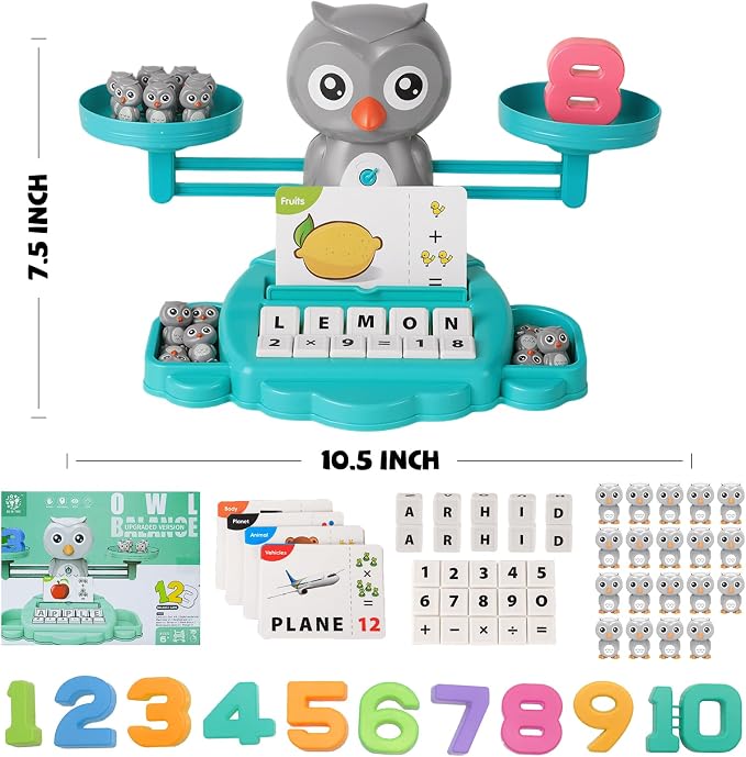 Snugzy Owl Balance Counting Toys Math Game Montessori Toys Learning Games for Kids Educational Toy Gifts for Boys Girls Age 5-7 - Image 7