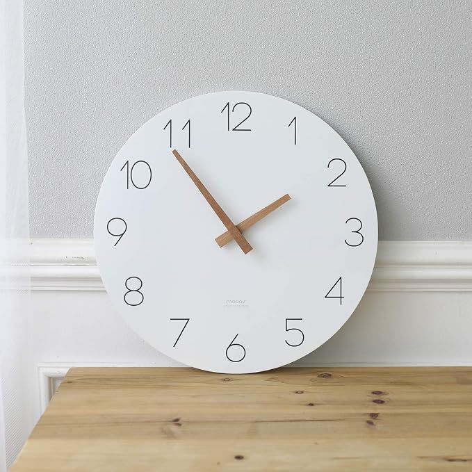 mooas Flatwood Wall Clock, 12" Analog Wall Clock, Silent Non-Ticking - Image 7