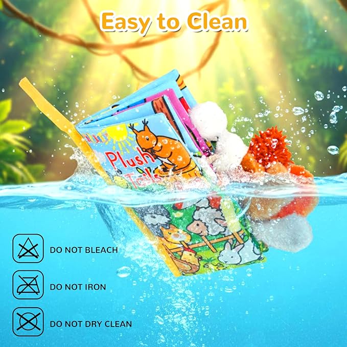 HECCEI Baby Cloth Books Soft Baby Book 0-6 Months Crinkle Books with Tail Touch and Feel Sensory Toys for Infant Tummy Time for 3 Months+, Plush Tails