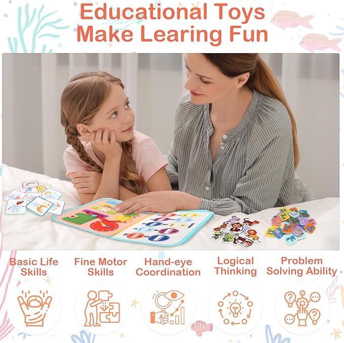 Teefrye Toddlers Busy Board Montessori Toys for Old 1-3 Year Girl Busy Book - Image 5