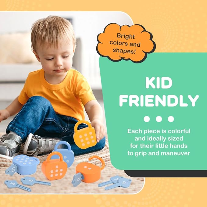 GEERAY Montessori Lock and Key Toys, 10 Apple Locks with Keys & 20 Cards, Numbers Matching & Counting Cause and Effect Toy, Fine Motor Skills Educational Preschool Gifts for Toddlers 3-5 Boys Girls - Image 7