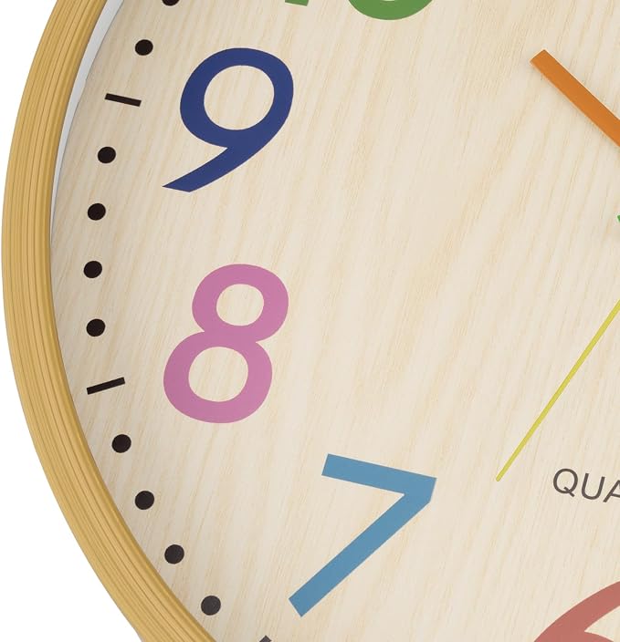 Foxtop 14 Inch Kids Wall Clock Silent Non-Ticking Battery Operated Colorful Childrens Wall Clock for Classroom Playroom Nursery Bedrooms Kids Room School - Image 7