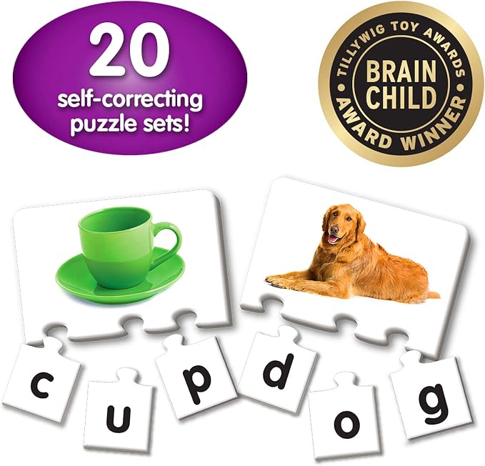 The Learning Journey: Match It! - Letters - 20 Piece Self-Correcting Spelling Puzzles for Three Letter Words with Matching Images - Learning to Read Games for Ages 4 and Up - Award Winning Toys - Image 5