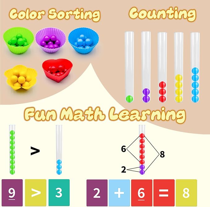 Counting and Color Sorting Toys for Toddlers, Clip Bead Matching - Image 5
