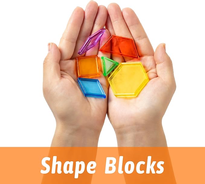 128 Pcs Translucent Pattern Blocks – Geometric Shapes for Light Table - Image 3