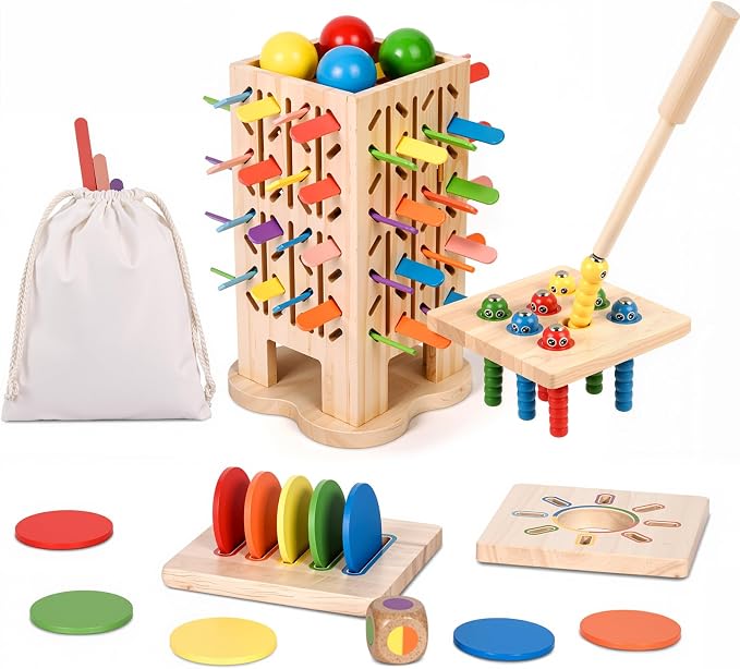 Wooden Montessori Toys for Sorting & Fine Motor Skills, Ages 3-6 by SKYAMBITION