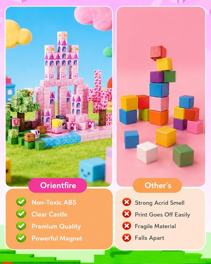 100PCS Princess Castle Magnetic Blocks for Girls, STEM Sensory Building Toys, 3D Magnetic Construction Set for Kids Ages 3-8, Birthday - Image 2