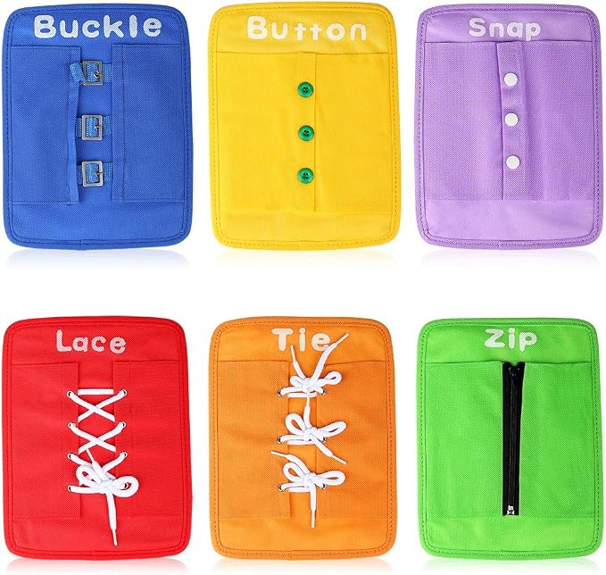 YHZAN Learn to Tie Your Shoes Dressing Board Montessori Mobile Sensory Board Travel Therapist Life Skills Development Toy - Zip,Button,Snap,Buckle,Lace & Tie for Preschool Toddler 3-8 Years Old by YHZAN