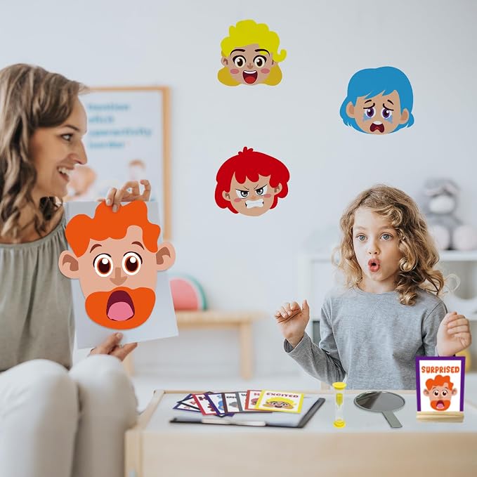 Cinrobiye Social Emotional Learning Activities Montessori Sensory Emotional & Feelings Creative Crafts Set with 9 Face Boards Emotion Flashcards Feelings Sensory Bottles Therapy Game for Preschoolers - Image 4