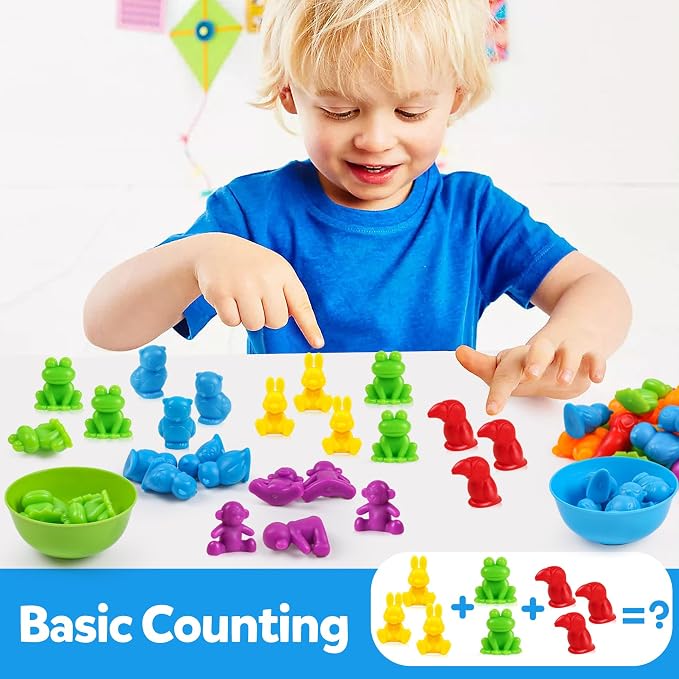 GKDOMS Counting Animals Toy Matching Game with Sorting Bowls Preschool Learning Activities Montessori Sensory Toys for Math Color Sorting, Party Favors Birthday Gifts for Kids - Image 4