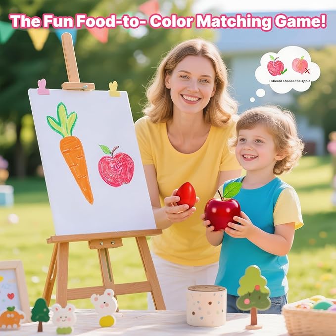 Egg Crayons for Toddlers 1-3, 16 Pack Jumbo Palm Grasp Crayons with Anti-Roll Flat Bottom & Fruit Patterns - Washable, Non-Toxic & Unbreakable Art Supplies for Kids, Gift for Boys & Girls