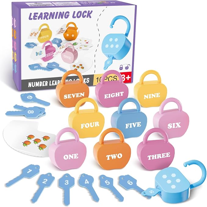 Locks and Key Toddler Toys, Number Counting Cause and Effect Toys for Kids Ages 3-5, Preschool Learning Activities, Kindergarten Classroom Must Haves, Montessori Toy for 3 Year Old by YYDeek