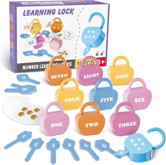 Locks and Key Toddler Toys, Number Counting Cause and Effect Toys for Kids Ages 3-5, Preschool Learning Activities, Kindergarten Classroom Must Haves, Montessori Toy for 3 Year Old by YYDeek