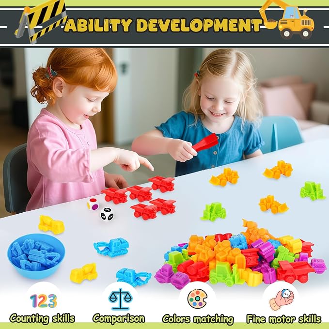 Sorting Colors Counting Game for Kids Car Matching Toys with Sorting Cups and Games Dice, Montessori Preschool Learning Activities Gifts for Toddlers Kids 3 4 5 6 + - Image 3
