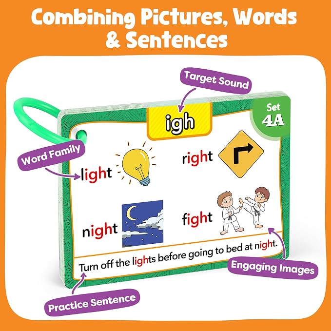 Torlam Phonics Flash Cards Learn to Read Spelling Reading Sight Words Phonics Games, Digraphs CVC Blends Long Vowel Sounds Kids Dolch Fry Site Words for Pre-k Kindergarten 1st 2nd 3rd Homeschool - Image 5