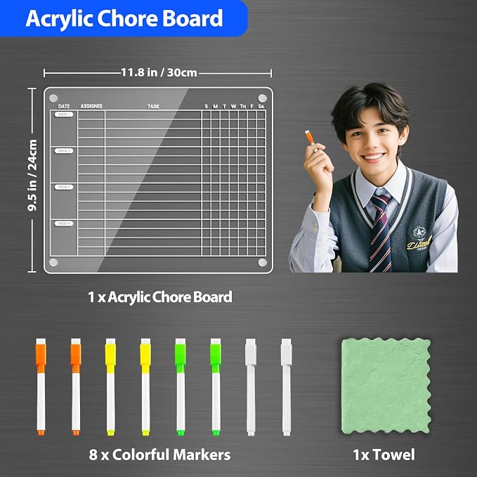PigPotParty Magnetic Fridge Chore Chart for Kids & Roommates, 12x9.5 Inch - Image 7