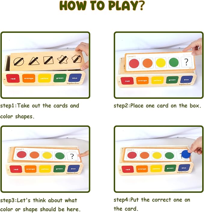 WOODENFUN Wooden Color Shape Sorting Toys Box for Toddlers 1-3 - Image 3