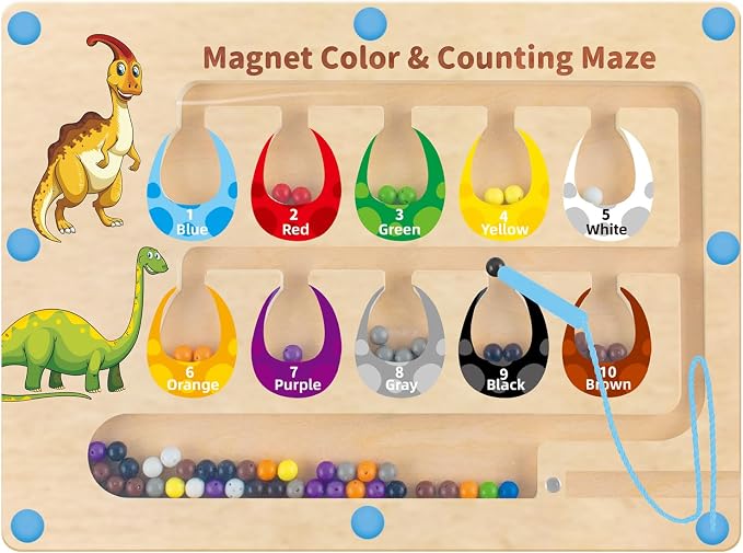 HONGID Dinosaur Toys,Magnetic Color and Number Maze, Montessori Toys for 3 4 5 Year Old,Learning Educational Sensory Toys for Toddlers and Kids Boys Girls,Christmas Stocking Stuffers for Kids by Unknown