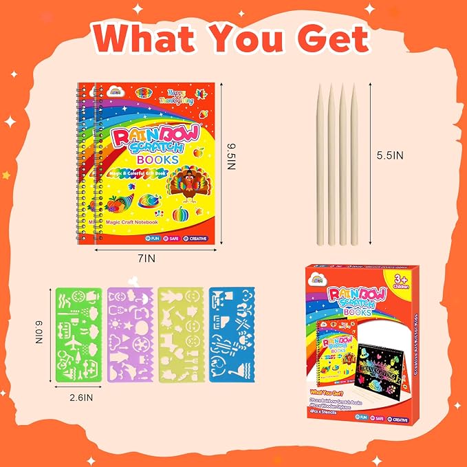 ZMLM Scratch Paper Art-Crafts Gift: 2 Pack Rainbow Notebooks Supplies Toys - Image 7