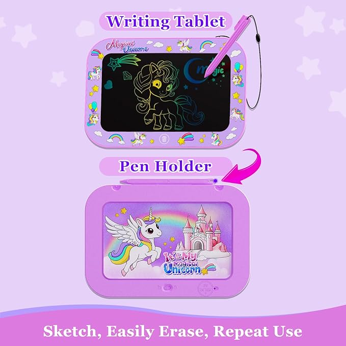2 Pack LCD Writing Tablet for Kids,10Inch Colorful Reusable Electronic Toddler Doodle Board Drawing Tablet Pads,Educational Learning Toys Gifts for 3 4 5 6 7 8 Year Old Girls (Pink&Purple-10IN)