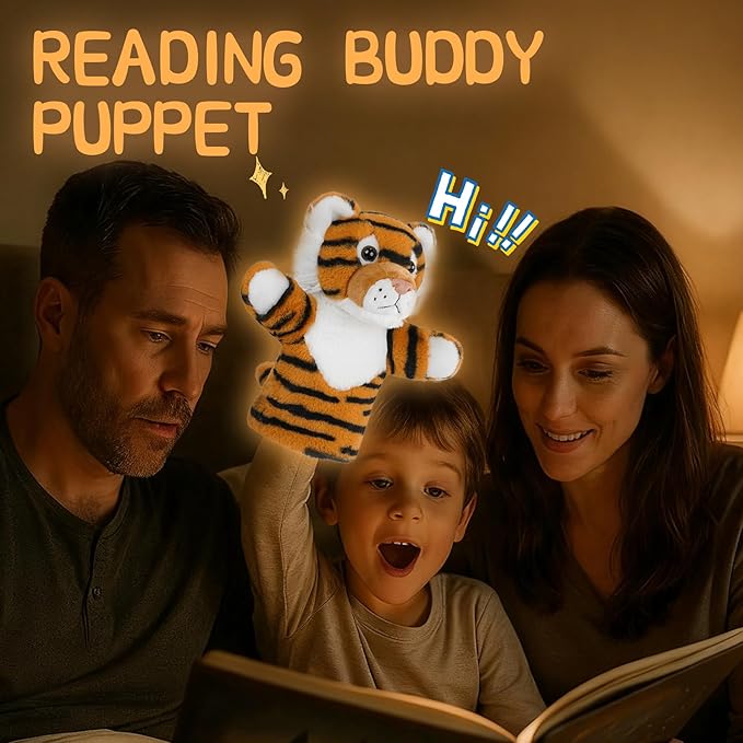 Hand Puppet Realistic Plush Wild Cat Toy Preschool Education Classroom Supplies Stuffed Large Safari Animal Interactive Role Play Tiger Puppet