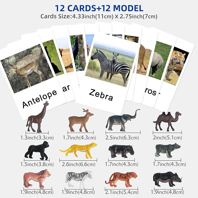 MEROCO Montessori Animal Matching Game, 24 Pcs Safari Figurines with Cards - Image 4