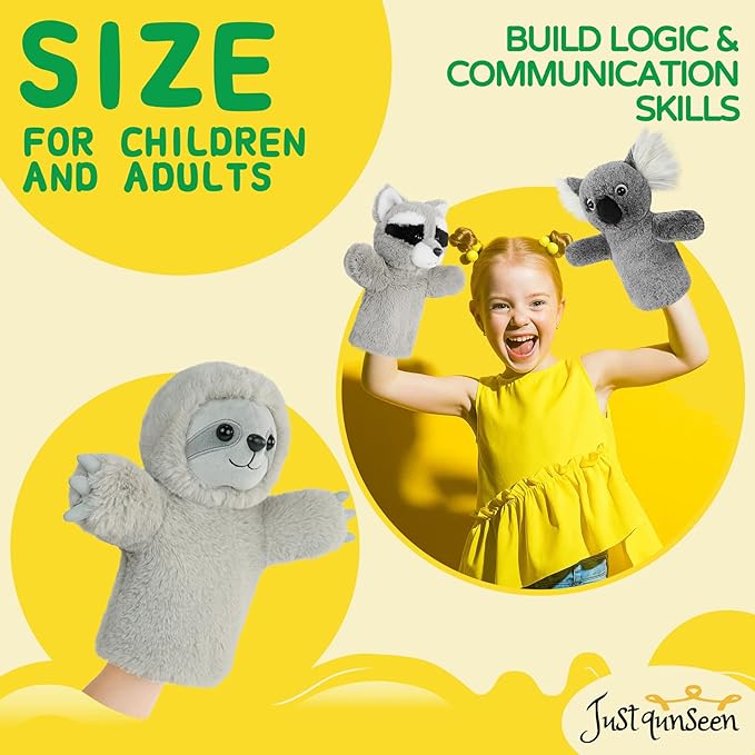 Hand Puppet Toy Speech Therapy Learning Tool Soft Stuffed Animal for Children Adults Family Fun Adult Size Fit Educational Gift Toddler Toy Sloth