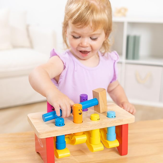 MeMelissa & Doug Deluxe Pounding Bench Wooden Preschool Learning Toy with Mallet Classic Wooden Toddler Toys for Ages 2+Lissa & Doug Deluxe Pounding Bench Wooden Preschool Learning Toy with Mallet - Image 8