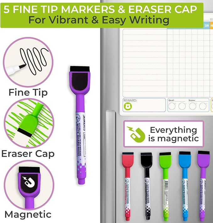 Magnetic Chore Chart for Kids Multiple Kids - Dry & Erase Board for Family - Image 3