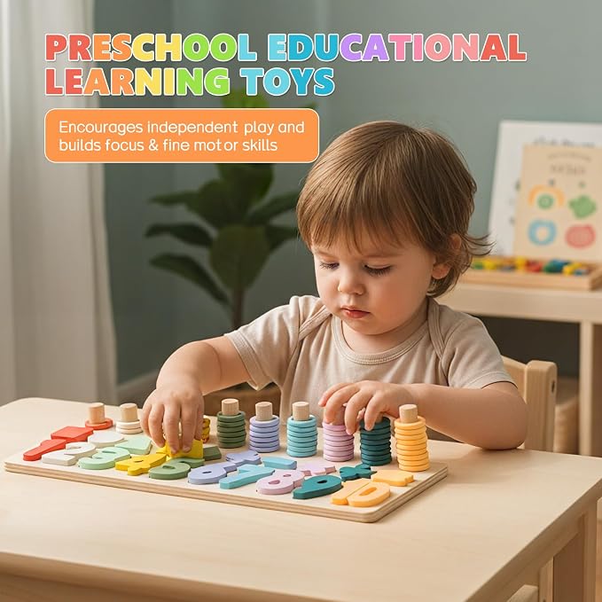 Silicone Montessori Number Puzzle Toys for Toddlers, Counting & Shape Sorting Educational Toy for 3 4 5 Year Old Boys Girls, Preschool Math Learning Board Gift, Colorful Silicone Stacking Toy - Image 7